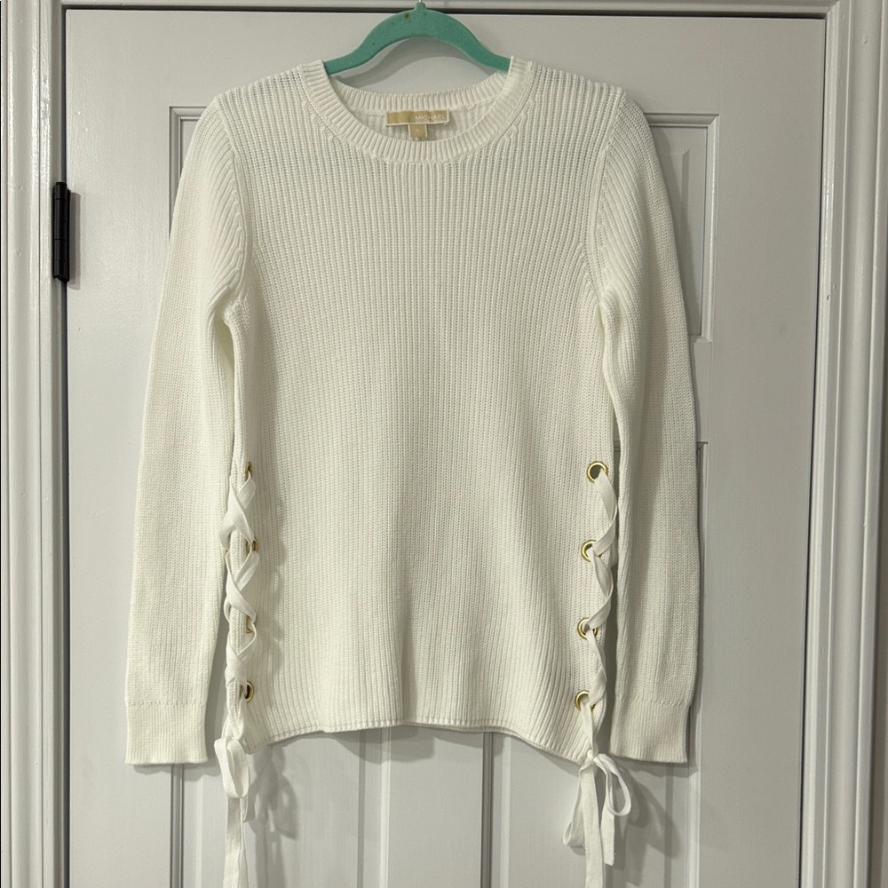 Michael Michael Kors White Sweater with grommet detail size M